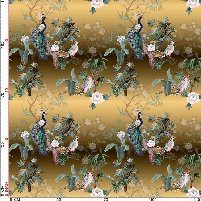 Italian Velvet Fabric, Peacock Digital print, Fabric by the Meter, 145cm Width, Upholstery, Chair, Sofa, Cushion UK Seller, Free UK Delivery