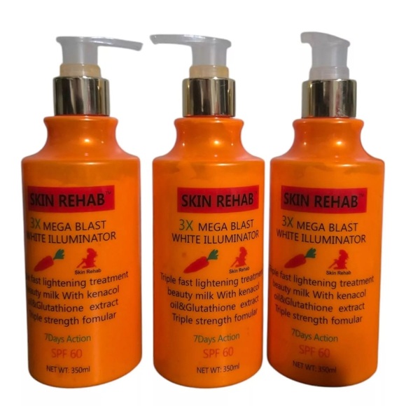 3X Skin Rehab 3x Mega Blast White Illuminator SPF60 effective. 350ml X 3Pcs